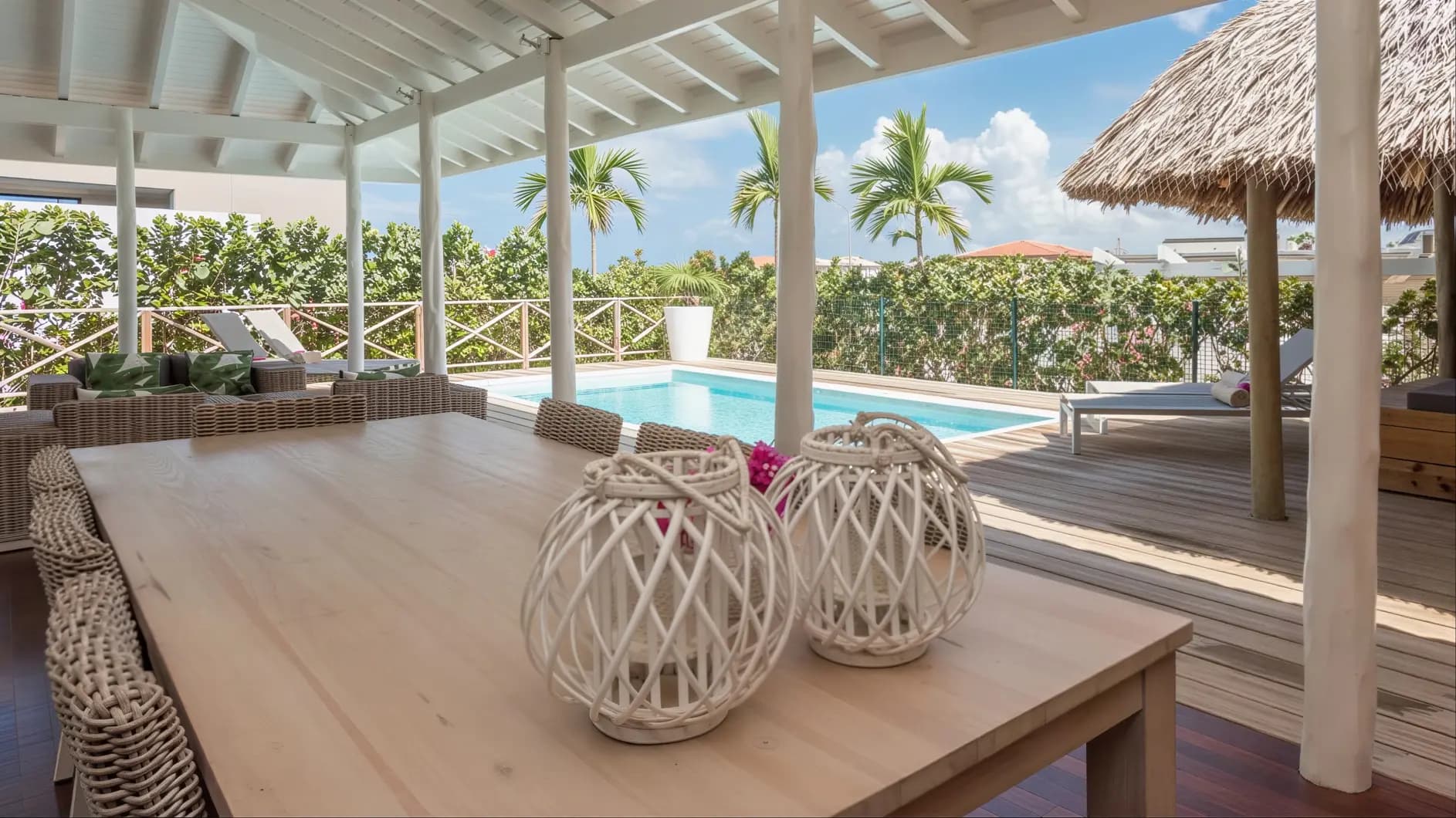 Palapa with outdoor dining and seating area